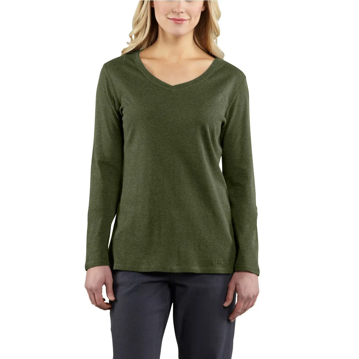 Carhartt Women's Grape Leaf Heather Calumet Long Sleeve V-Neck T-Shirt