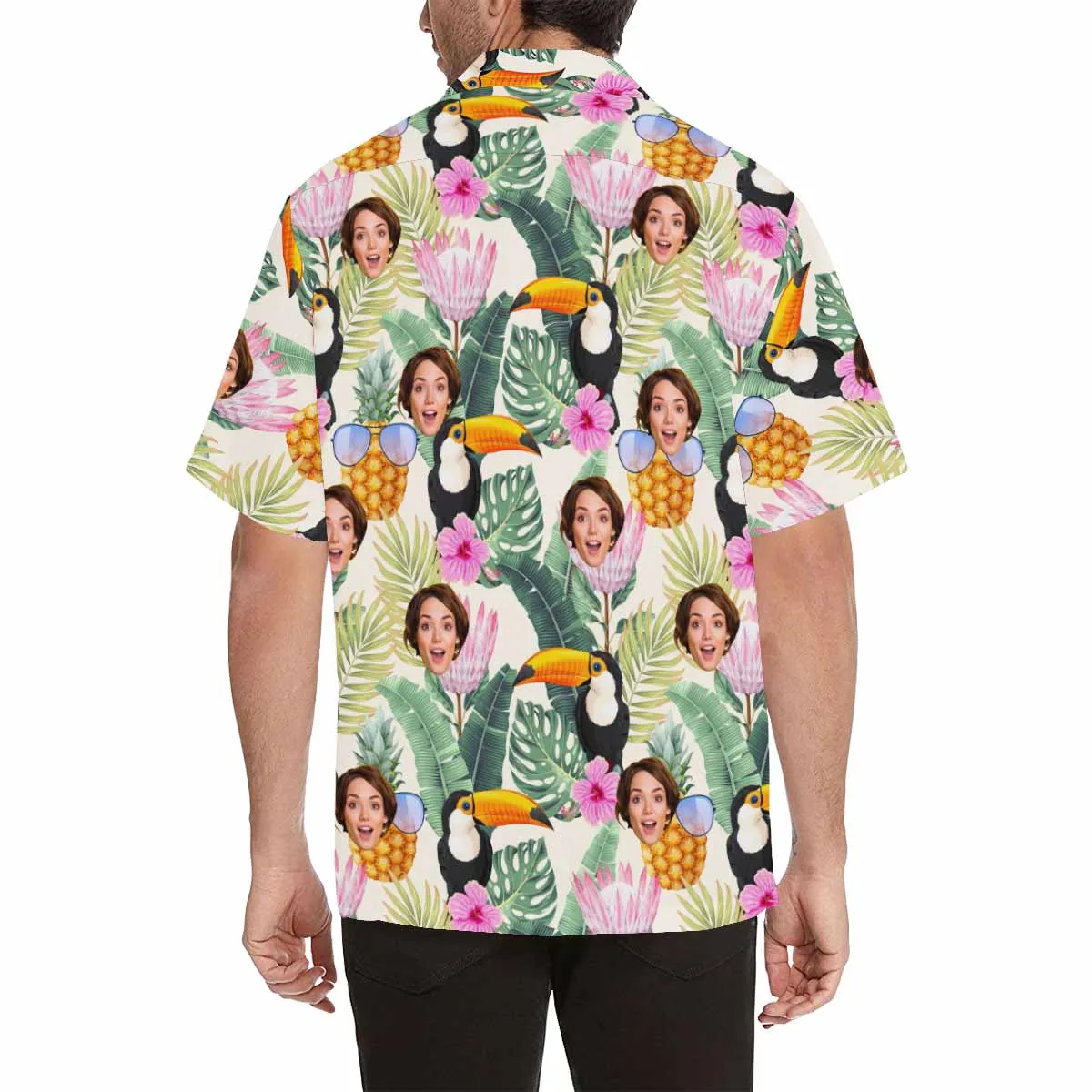 Custom Hawaiian Shirt for Boyfriend, Husband or Team Personalized with face Photo with Flower/Flamingo/Pineapple background Birthday Gift Vacation Party Shirt