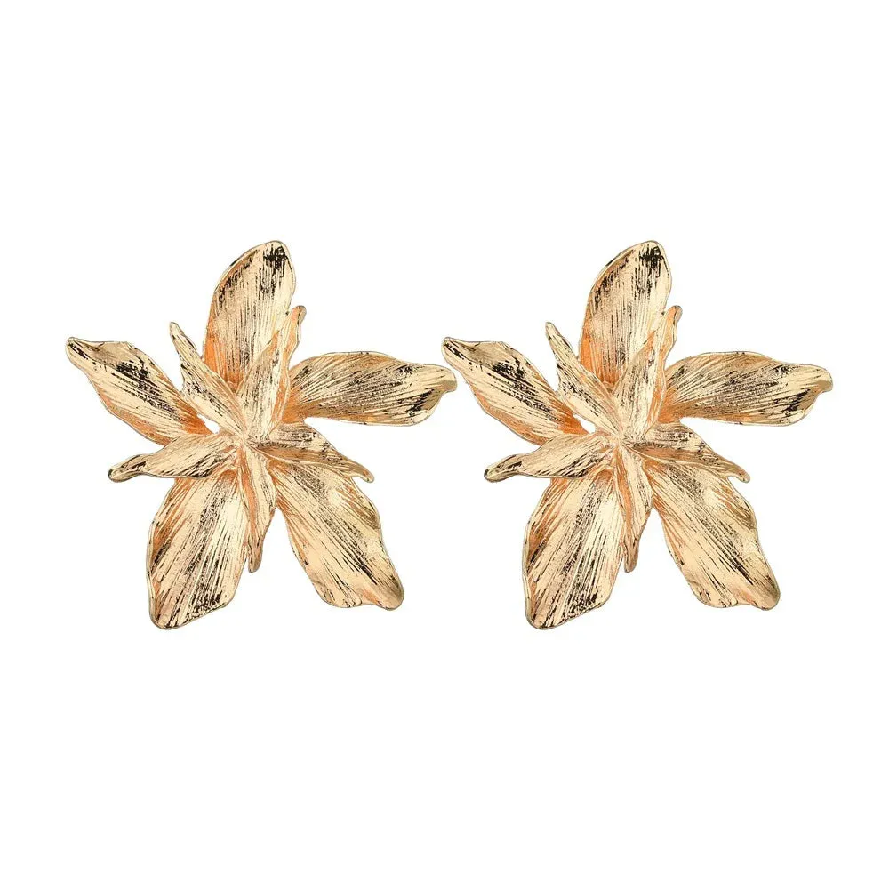 Gold Flower Drop Dangle Earrings - Elegant Women's Party Gift