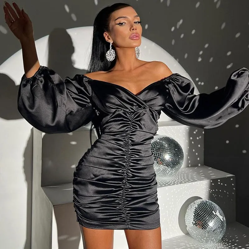 Jennifer Pleated Backless Sexy Mini Dress