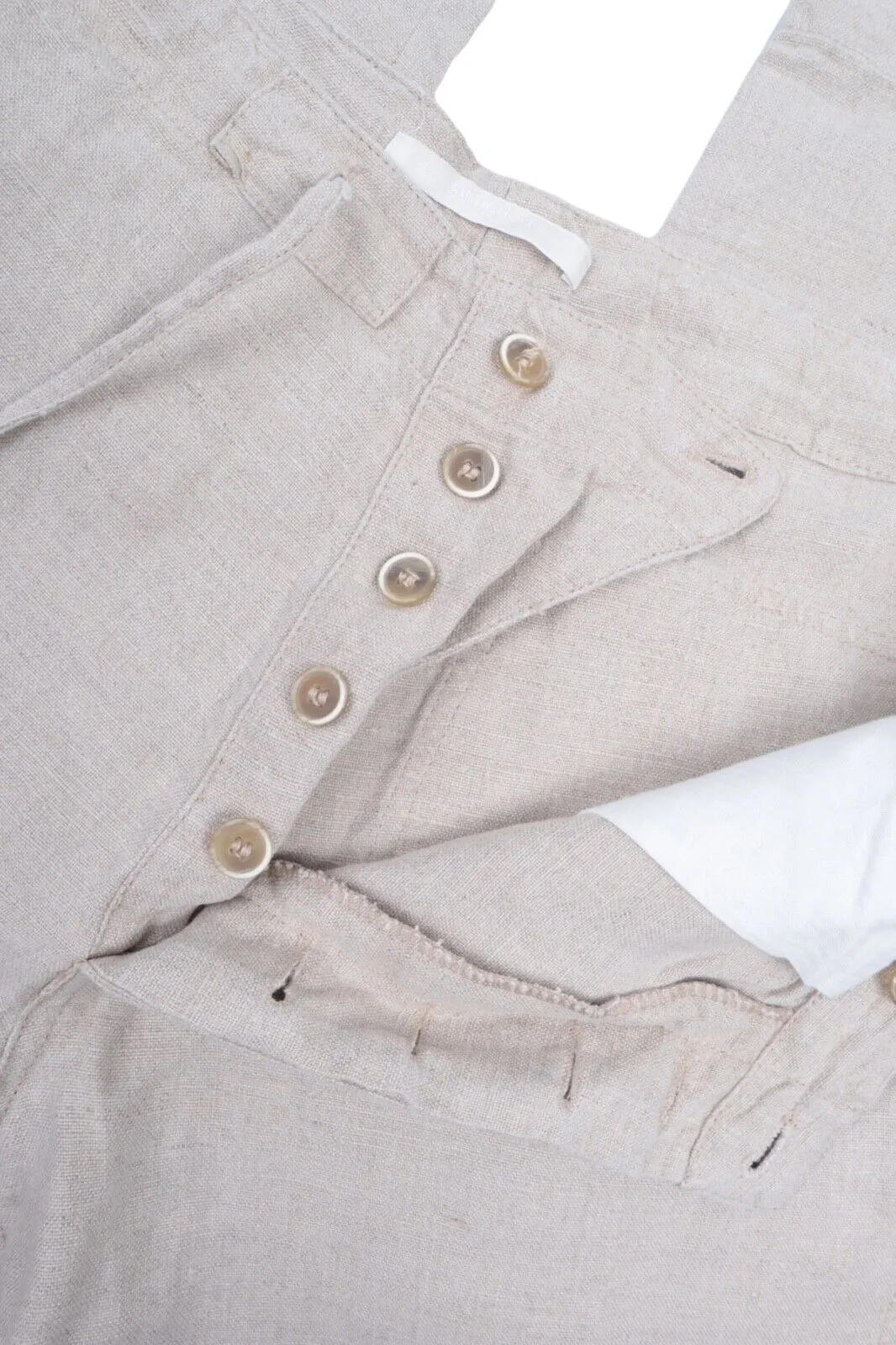 Men's BARENA Venezia Beige Linen Summer Chino Pants Trousers Size 52 / 34