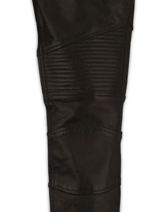 Men's Dark Brown Genuine Leather Slim Fit Jeans