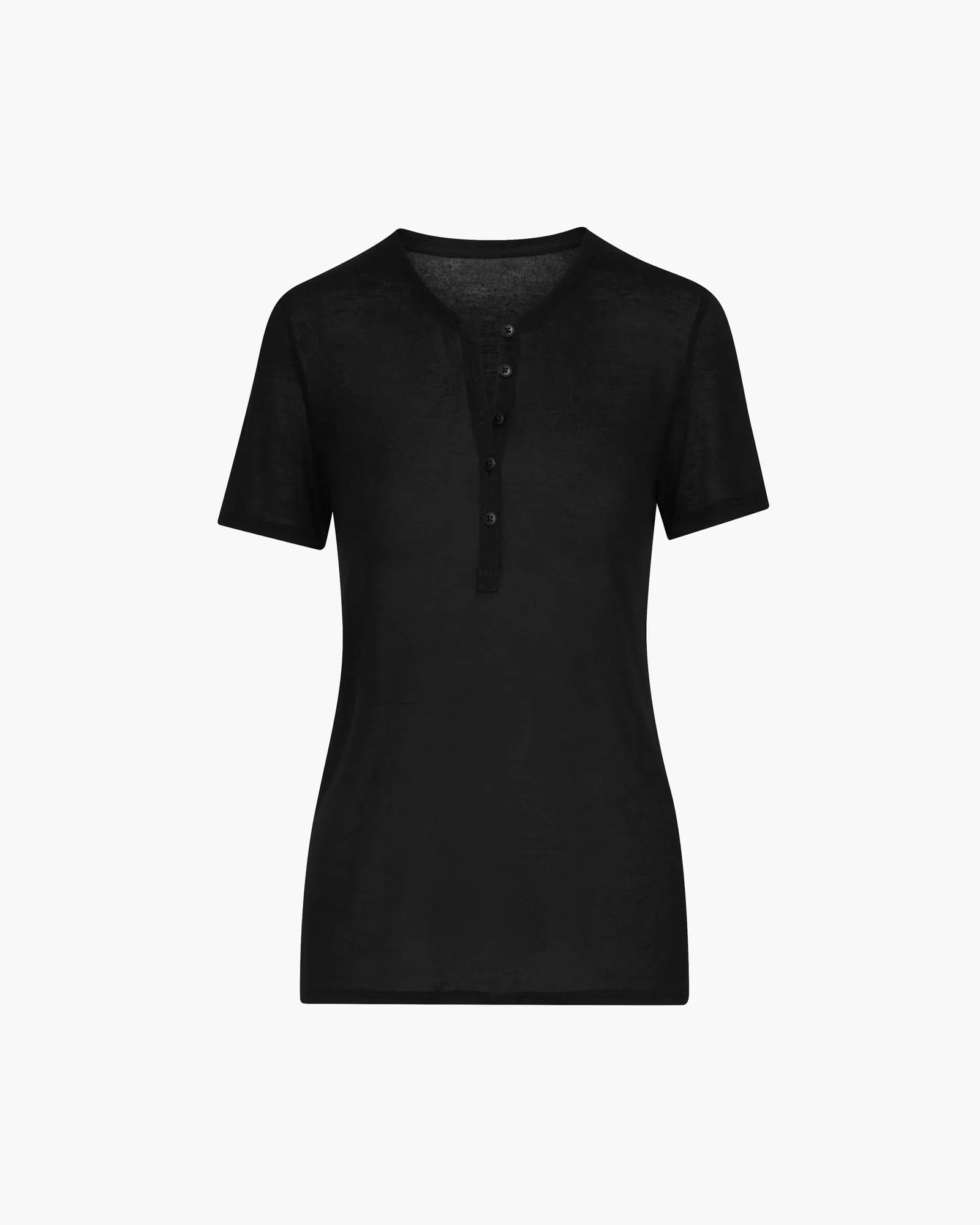 Modal Jersey Short Sleeve Henley - Black