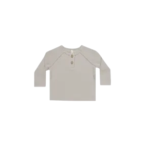 QUINCY MAE Henley Knit Top - Fog