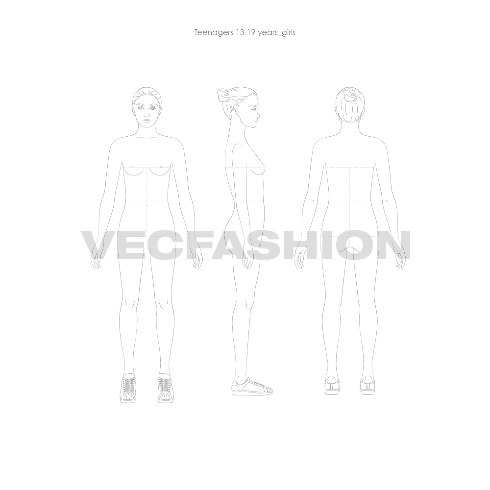 Teen Girls Fashion Sketch Croqui