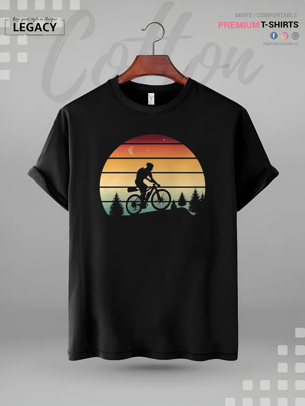 Vintage Sunset Mountain Biking Print XXL Mens Tshirt In Lowest Price Only In BD